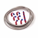 Universal 20ft AN-6 Silver Nylon Braided Hose with 10pcs Red & Blue Hose Ends