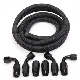 10AN 12-Foot Universal Black Fuel Hose   6 Black Connectors