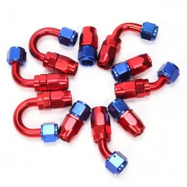 8AN 16-Foot Universal Silver Fuel Pipe   10 Red and Blue Connectors