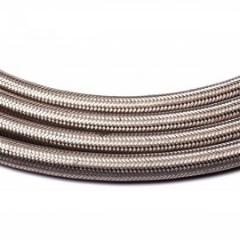 6AN 15ft Universal Stainless Steel Nylon Braided Fuel Hose Silver