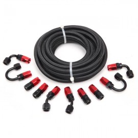 4AN 20-Foot Universal Black Fuel Pipe   10 Red and Black Connectors