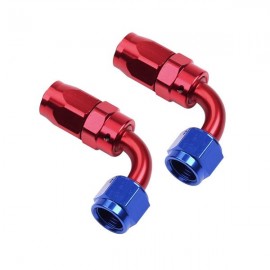 2pcs Universal AN-10 90 Degree Swivel Hoses Ends Red & Blue