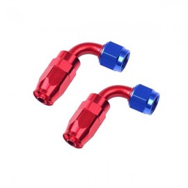2pcs Universal AN-10 90 Degree Swivel Hoses Ends Red & Blue
