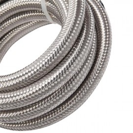 8AN 10-Foot Universal Stainless Steel Braided Fuel Hose Silver